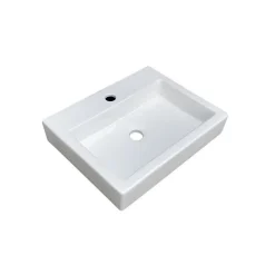 Vasque à poser rectangle en céramique blanche 48x38cm
