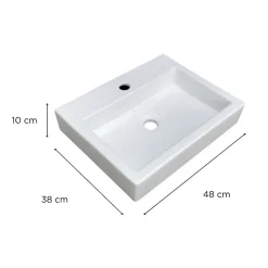 Vasque à poser rectangle en céramique blanche 48x38cm