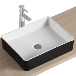 Vasque à poser rectangulaire céramique noir et blanc Albi