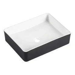 Vasque à poser rectangulaire céramique noir et blanc Albi