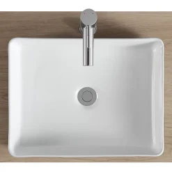 Vasque à poser rectangulaire céramique noir et blanc Albi