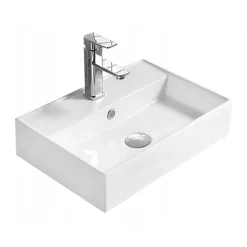 Vasque à poser rectangulaire, céramique 50x35x12 cm Blanc