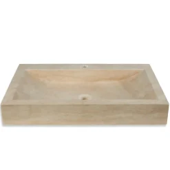 Vasque à poser rectangulaire Travertin Beige 70x45x10 cm avec perçage - RO'MA NATURE