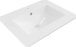 Vasque à poser rectangulaire, céramique, 61x46x19 cm, blanc