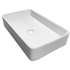 Vasque à poser rectangulaire céramique blanc l.60 x H.12 cm Homesight Saddy