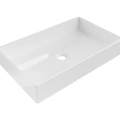 Vasque à poser rectangulaire, céramique 60x37x11 cm Blanc