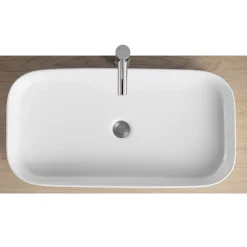 Vasque à poser rectangulaire céramique blanc brillant l.45 x H.13 cm Homesight Josy
