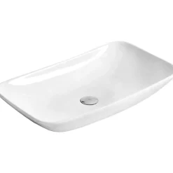 Vasque à poser rectangulaire, céramique 60x38x10 cm Blanc