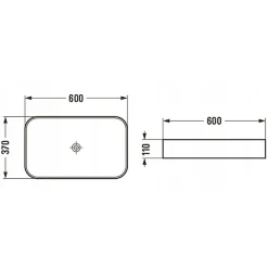 Vasque à poser rectangulaire, céramique 60x37x11 cm Blanc