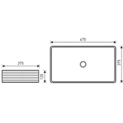 Vasque à poser rectangulaire en ceramique LISA exterieur rainure 67.5 x 37.5 x 12 cm