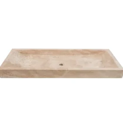 Vasque à poser rectangulaire Travertin Beige 120x45x10 cm - RO'MA NATURE
