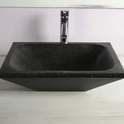 Vasque à poser rectangulaire noire en Terrazzo pour salle de bain design