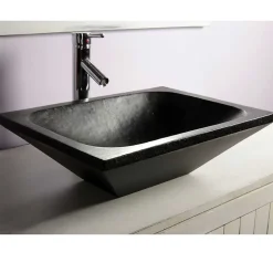 Vasque à poser rectangulaire noire en Terrazzo pour salle de bain design