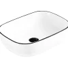 Vasque à poser rectangulaire, céramique 45,5x32,5x13,5 cm Blanc/noir