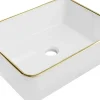 Vasque à poser rectangulaire, céramique 48x37x13 cm Blanc/or