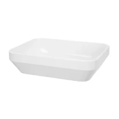 Vasque à poser rectangulaire en résine blanc satin l.45 x H.11,5 x P.35 cm, GoodHome Teesta