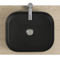 Vasque à poser rectangulaire à bords arrondis, 38x45 cm, céramique, noir mat, Pablo Homesight