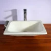 Vasque à poser rectangulaire blanc pigmenté en Terrazzo pour salle de bain design