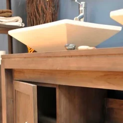 Vasque à poser rectangulaire blanc pigmenté en Terrazzo pour salle de bain design