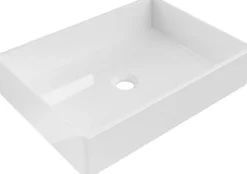 Vasque à poser rectangulaire, céramique 51x37x11 cm Blanc