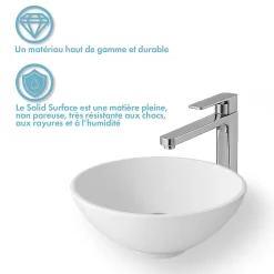 Vasque à poser ronde 38 cm en Solid surface - Coppa