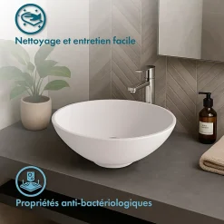 Vasque à poser ronde 38 cm en Solid surface - Coppa