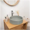 Vasque à poser ronde béton texturé vert 39,8cm