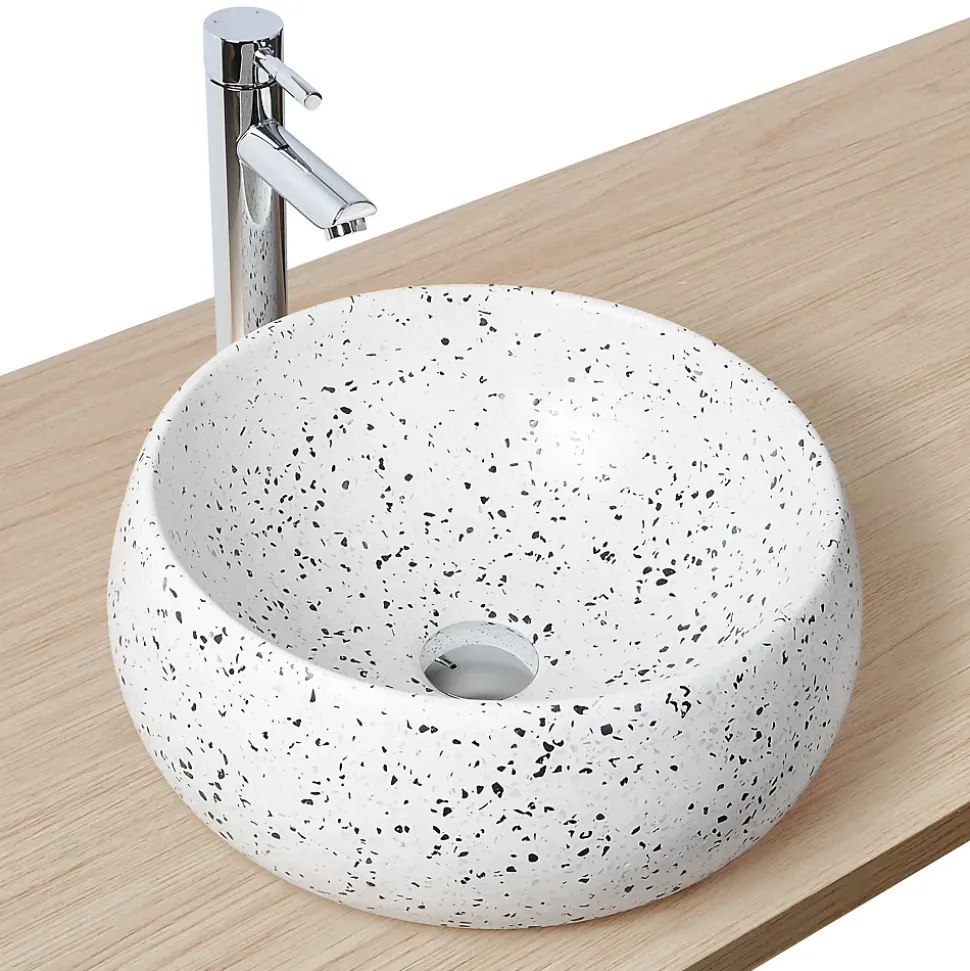 Vasque à poser ronde coloris Terrazzo Ø40 x H.15 cm