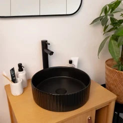 Vasque à poser ronde céramique noir mat Ø36 x H.12 cm Homesight Linea