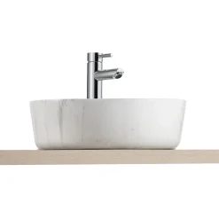 Vasque à poser ronde céramique imitation marbre blanc Lou