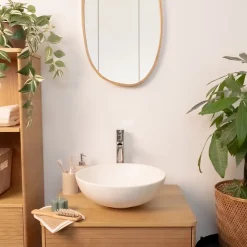 Vasque à poser ronde céramique imitation marbre beige Ø39,5 x H.14 cm Homesight Milano