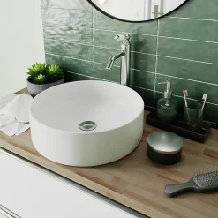 Vasque à poser ronde céramique blanc mat GoodHome Samal
