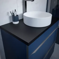 Vasque à poser ronde céramique blanc mat GoodHome Samal