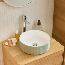 Vasque à poser ronde céramique vert sauge mat et brillant Ø36 x H.12 cm Homesight Linea