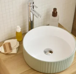 Vasque à poser ronde céramique vert sauge mat et brillant Ø36 x H.12 cm Homesight Linea