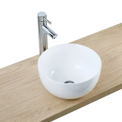 Vasque à poser ronde céramique blanc brillant Ø30 x H.16 cm Homesight Ramy