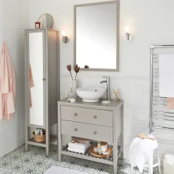 Vasque à poser ronde céramique blanche GoodHome Nura