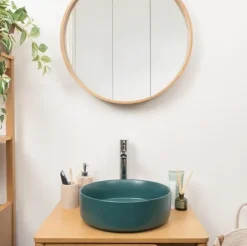 Vasque à poser ronde céramique vert sapin mat Ø36 x H.12 cm Homesight Romeo