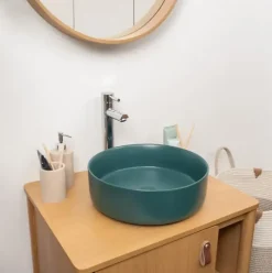 Vasque à poser ronde céramique vert sapin mat Ø36 x H.12 cm Homesight Romeo