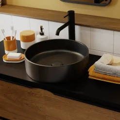 Vasque à poser ronde céramique noir mat GoodHome Samal