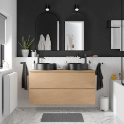 Vasque à poser ronde céramique noir mat GoodHome Samal