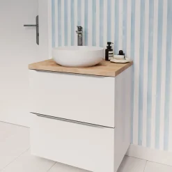 Vasque à poser ronde céramique blanc brillant GoodHome Cavally