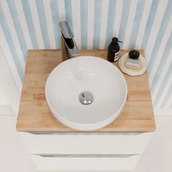 Vasque à poser ronde céramique blanc brillant GoodHome Cavally