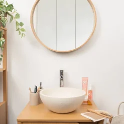Vasque à poser ronde céramique beige Ø36 x H.14,5 cm Homesight Emmy