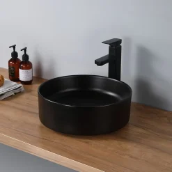 Vasque à poser ronde en céramique noir - DILECI