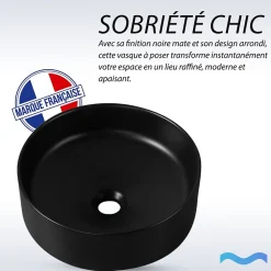 Vasque à poser ronde en céramique noir - DILECI