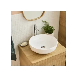 Vasque à poser ronde en céramique blanche 42cm
