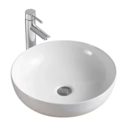 Vasque à poser ronde en céramique blanche 42cm