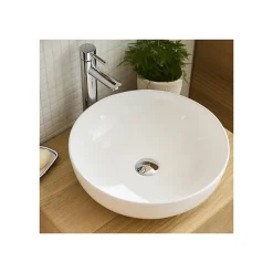 Vasque à poser ronde en céramique blanche 42cm
