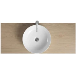 Vasque à poser ronde en céramique blanche 42cm